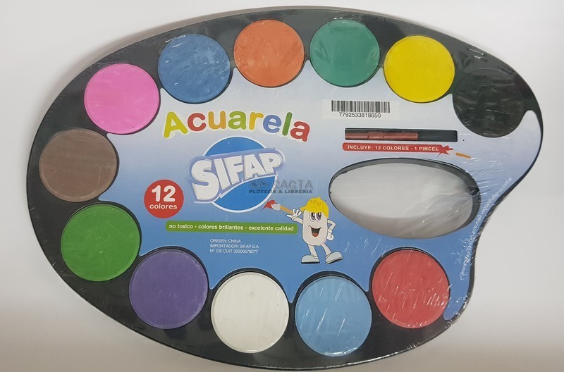 ACUARELA SIFAP ESCOLAR X 12 COLORES