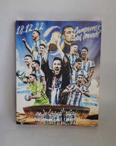 CANVAS SELECCION ARGENTINA CAMPEONES DEL MUNDO 20CM X 25CM 