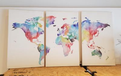 CANVAS MAPAMUNDI TRIPTICO 30CM X 50CM 