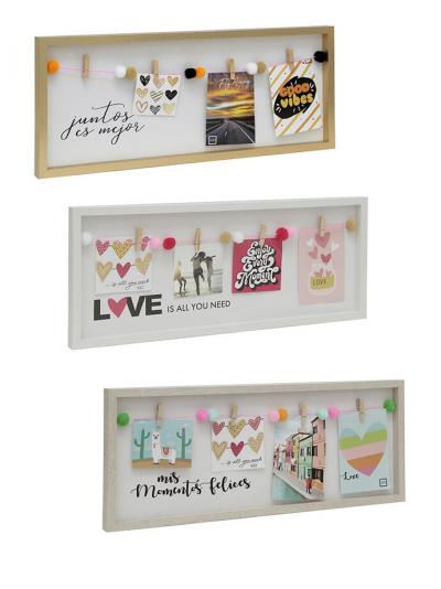 PORTARRETRATOS CON BROCHES DECO MÚLTIPLES 4 FOTOS MEDIDA EXTERNA 20X50CM PPF2050 