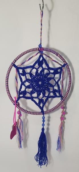 MANDALA TEJIDO 18CM AZUL Y ROSA
