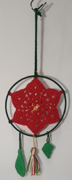 COLGANTE TEJIDO 15CM FLOR ROJA