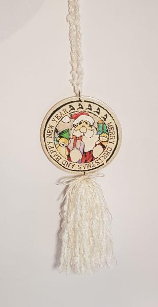 COLGANTE NAVIDEñO CON BORLA DE LANA LARGO 33CM 