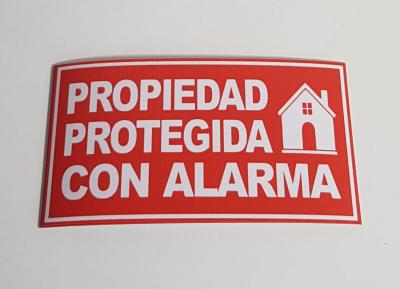 VINILO IMPRESO FONDO BLANCO ALARMA 8CM X15CM