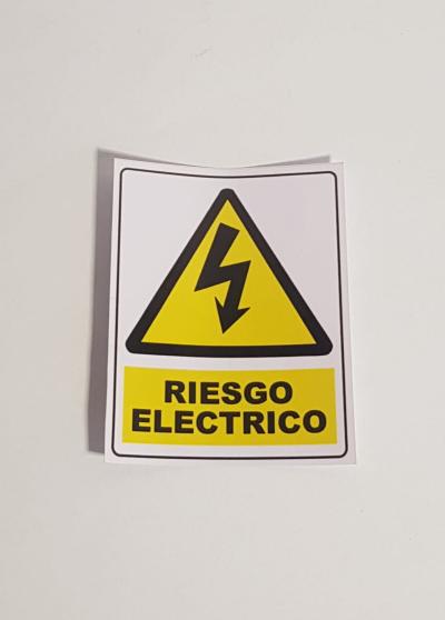 VINILO IMPRESO FONDO BLANCO RIESGO ELECTRICO 14CM X 18CM
